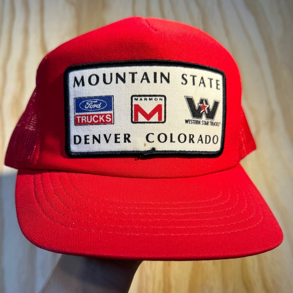 Vintage Namark Denver Colorado Ford Trucks Mesh Snapback Trucker Hat Red OS